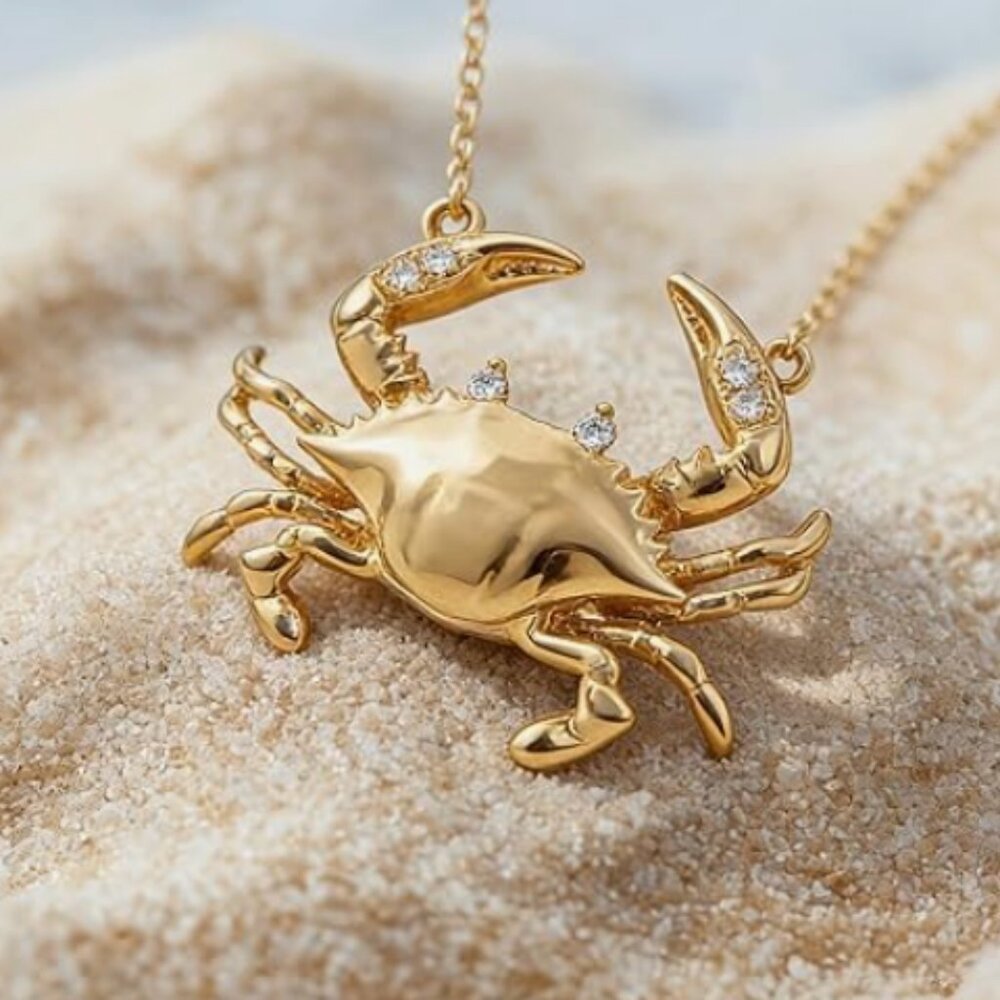 Anthro Gold Crab Pearl Necklace Choker